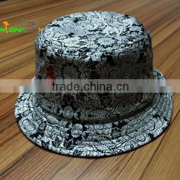 High quality stylish luxury paisley pattern custom embroidery logo bucket hat