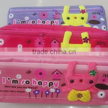 210D cartoon pencil case for children,lovely pencil bag for kids,fabric pencil pouch