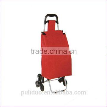 Solid-colored Square Pocket 6 Wheeled Climb Stairs Folding Shopping Cart photo-4