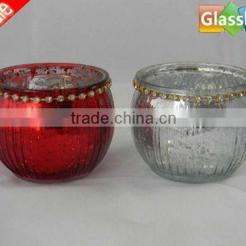 red mercury glass candle holders wholesale for home decoration