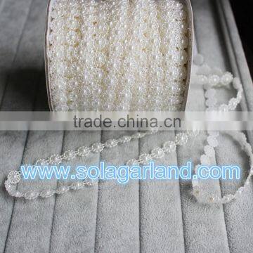 25M/Roll 10MM Imitated Pearl Sun Flower String Bead Garland Strand Wedding Decoration DIY Bridal Flower Bouquet