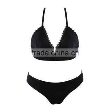 ladies women lingerie big black lace bra and panty shorty
