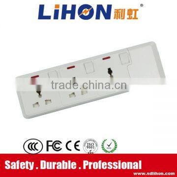 3 way universal power strip with on/off button and light