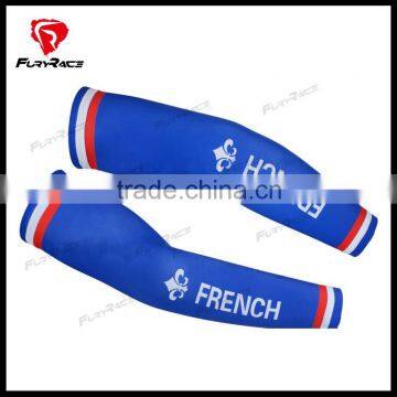 2016 OEM Custom French Flag FR Quick Dry Cycling Cool Arm Warmers Digital Printing Bicycle Bike Compression Arm Sleeves