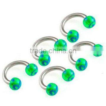 Green custom acrylic ball cool unique eyebrow rings piercings jewelry