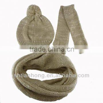 winter christmas knitted scarf beanie and glove