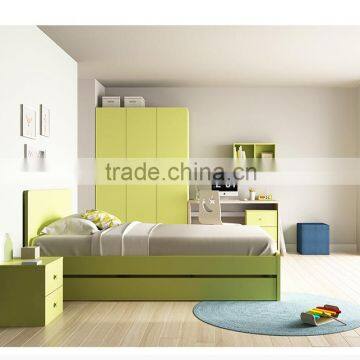 Modern Green MDF Wood Metal Car Kids Bed