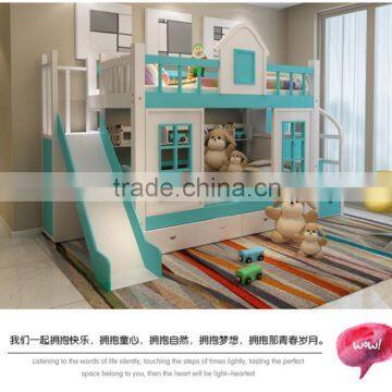 Factory Price Colourful Wood Children Bunk Bed With Slide