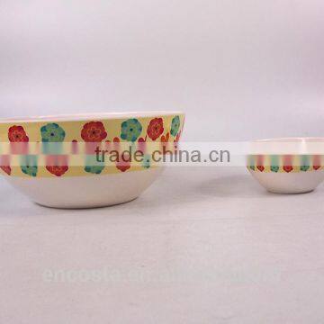 Colorful Flower Euro Food Stardard Set Of 2Pcs Plastic Salad Bowl Set photo-3