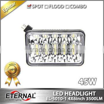 4x6in 45W high power sealed dual beam 4x4 truck trailer vehicles high power driving led headlight headlight replacement