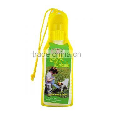 New Arrival Portable Yellow Pet Dog Cat Drink Water Bottle Dispenser Squeeze Feeding Bowl