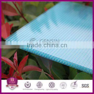 Lake-blue Colored Glass Sheets Polycarbonate Honeycomb Hollow Roofing photo-3