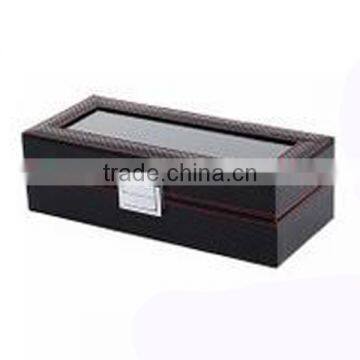 High-Grade PU Leather Package Box For Watch, 5 Slot Display Carbon Fiber Stripe Gift Storage Box photo-3