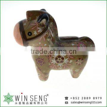 Cheap Coin Box Lovely Design Flower Patterns Horse Shaped Ceramic Animal Piggy Bank photo-4