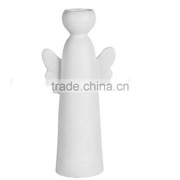 White Ceramic Candle Holder With Wings (large Ver)