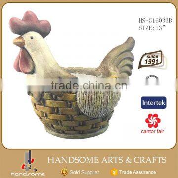 13 Inch Rooster Fiberglass Garden Planter Pot