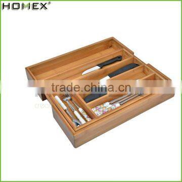 Kitchen Helper High Quality Bamboo Expandable Cutlery Tray& Organizer /Homex_Factory