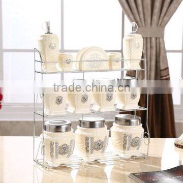 Caremic Canister Set With Stainless Metal Stand photo-3