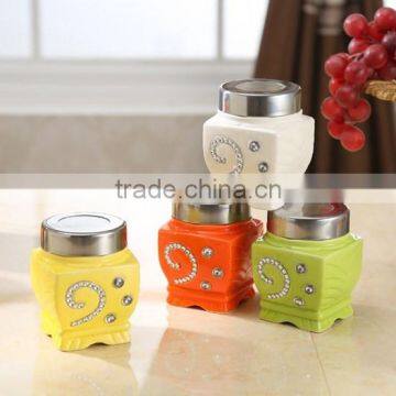 Ceramic Canister Set With Stainless Metal Frame photo-4