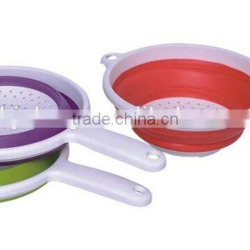 Foldable basket fruit strainer collapsible colander with handle