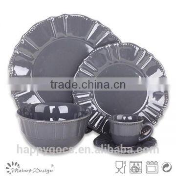 Embossed Solid Color 16pcs Dinnerware Set photo-2