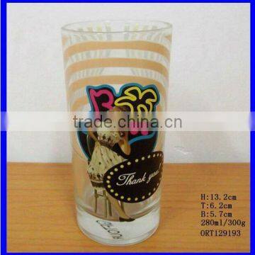 hot selling 10oz with decal water glass tumber cup