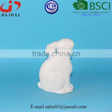 BSCI Audit Factory EASTER bunny glazed white Ceramic rabbit figurines, decorative easter bunnies