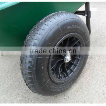 5 Cubic Feet Green Poly Tray Garden Wheelbarrow With 2-wheels photo-3