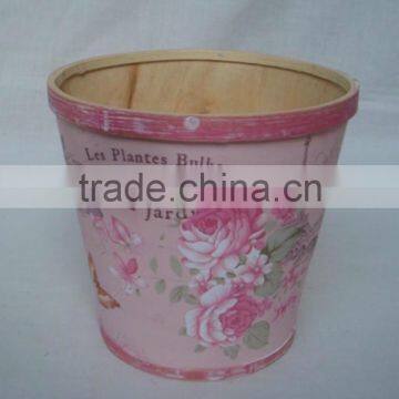 Beautiful Decal Wooden Flower Pot Garden Wood Pot With Plastic Liner photo-6