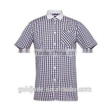 2014 Latest casual Mens Shirt for Men Design grid shirts short sleeves shirts