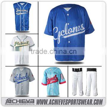 sublimation club baseball jerseys 100% polyester game baseball wear team baseball shirts