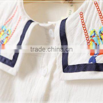 2017 Wholesale Childrens Boutique Clothing Baby Girls Plain White Shirt With Long Sleeve photo-3