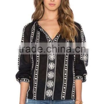 2016 nice design beautiful embellish blouse new pattern for women