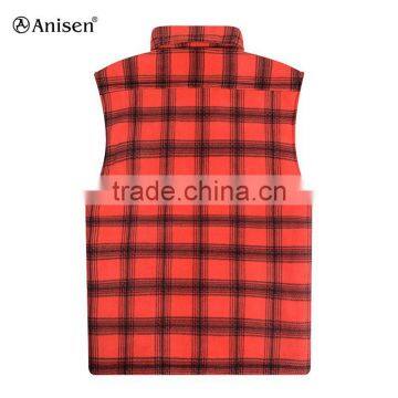 Stock Wholesale Warm Plaids Men Fleece Vest photo-2