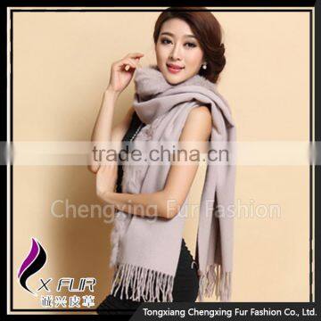 CX-B-P-41A Hot Selling High Quality Fashion Women Rabbit Fur Trimmed Pashmina Shawl photo-2