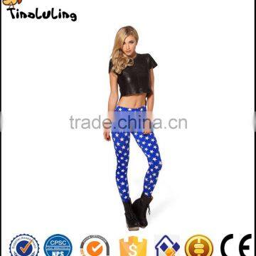 New Spring adventure time milk silk push up fitness sexy 3d print retro blue stars women leggings