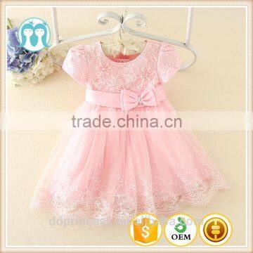 lace dress fabric summer princess children girls dress with pink