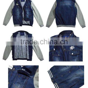 Men's Cheaper Casual Jean Jacket With Cotton Sleeve photo-6