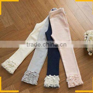 New Arrival Baby Double Ruffle Knit Pants Polyamide Leggings Kids Ruffle Pajamas photo-2