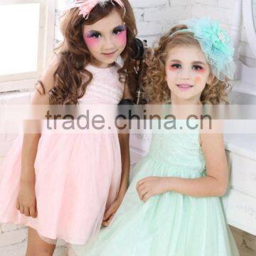 Pink and Green Wholesale Party Dresses for Girls of 7 Years Old photo-3