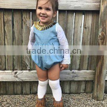 New 2017 Spring Autumn Long Sleeve Baby Girl Cotton Linen Gray Rompers photo-3