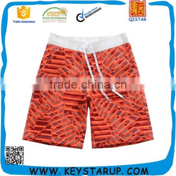 Man Digital Transfer Printing White Brand 4 Way Stretch Beach Shorts Waterproof Boardshorts