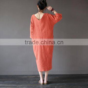 Z&M Korean Cotton Linen Dress Linen Dress Girls Summer Dress photo-3