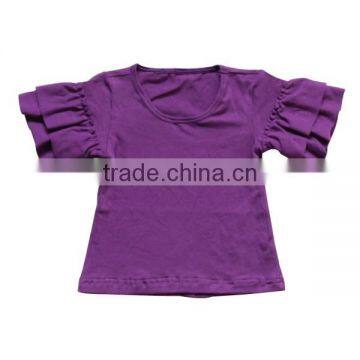 2016 Summer High Quality Fashion Toddler Ruffle Knit Cotton Solid Children Shirts Costume photo-3