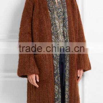 Knitwear Cardigan Manufacturers for Customed High Quality Dark Khaki Colored Cashmere Open Front Cardigan for Women photo-2