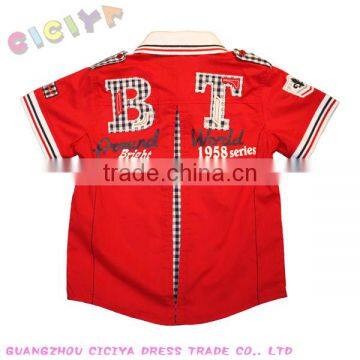 2015 New Design Printing Flag Children Shirts Fashion Checks Boys Short-sleeved Shirt