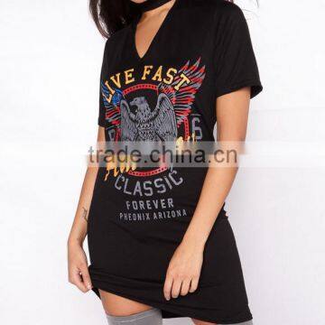 cartoon short-sleeved t-shirt women long section printed animal tshirt