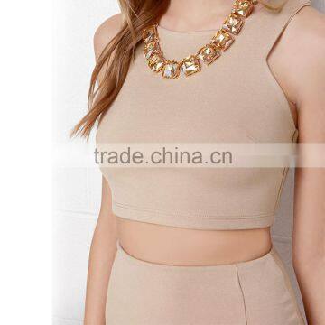 2016 Guangzhou Shandao Summer Solid Colour Casual Models Skirt and Blouse Sets photo-3