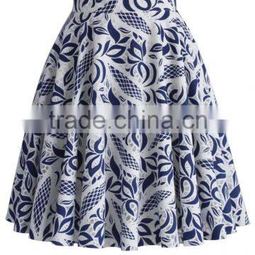 2016 Guangzhou Shandao Manufacturer High Quality Women Summer Ruffle A Line Vintage Printed Satin Pictures Fashionable Skirts photo-2