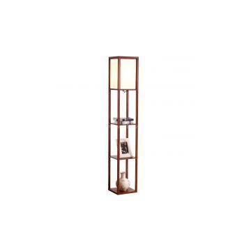 Storge Shelf Floor Lamp Natural Wood Frame With Shelves Lighting for Your Living Room Bedroom photo-3